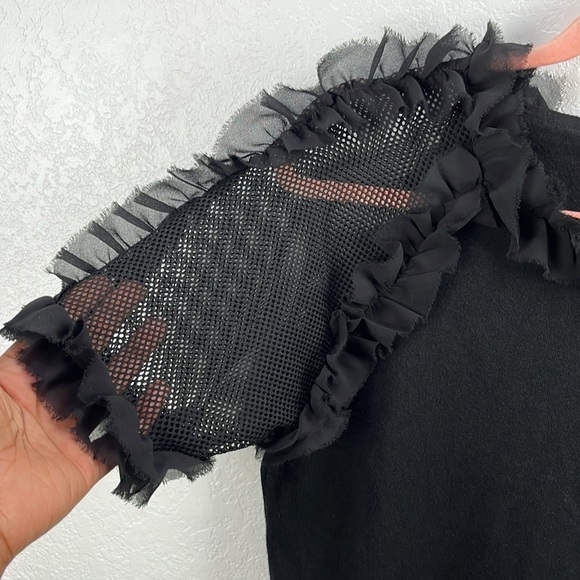 Sioni Mesh Ruffle Short Sleeve Blouse Top Black Size M Chic Whimsigoth Gothic - Picture 4 of 8